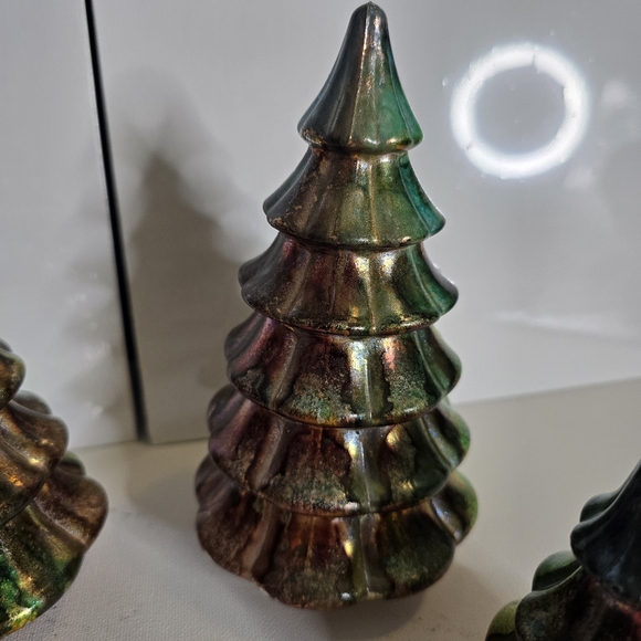 4 HANDCRAFTED Upcycled Green Brown Holiday Trees HANDPAINTED Tabletop Art Decor - Picture 14 of 15